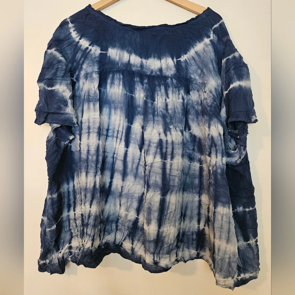 knox Rose Dye Blue Top 4X NWT Blouse - Picture 2 of 9